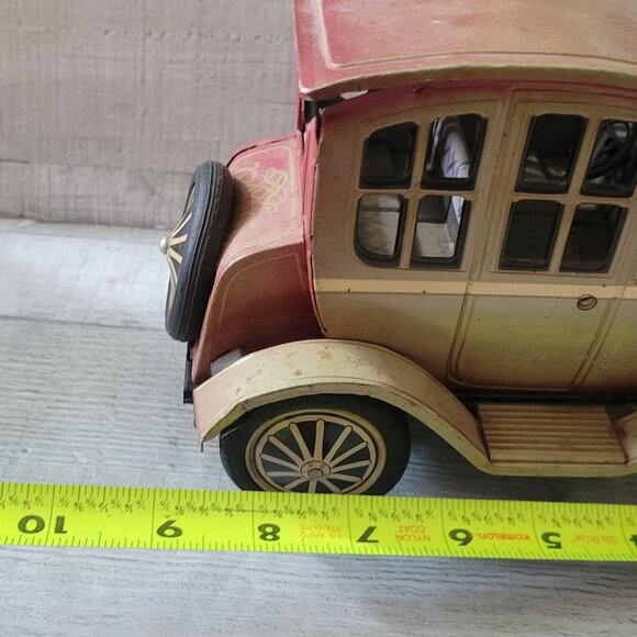 Vintage Red & Gold Tin Litho Wind-Up Car Model Grand-pa - Picture 9 of 9